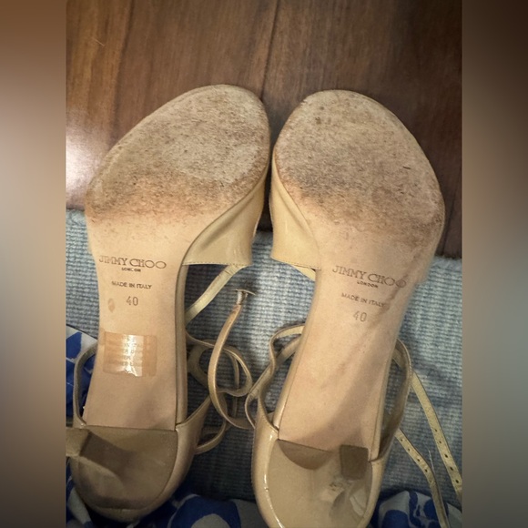 Jimmy Choo Nude Patent Lang Strappy Heels - Picture 5 of 8